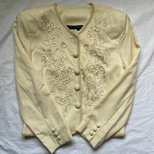 Vintage Tina Hagen Cheongsam Style embroidered jacket, cream, size L